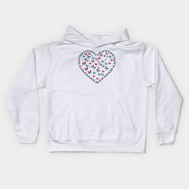 Butterfly Heart Shape Kids Hoodie by Pet & Nature Lovers